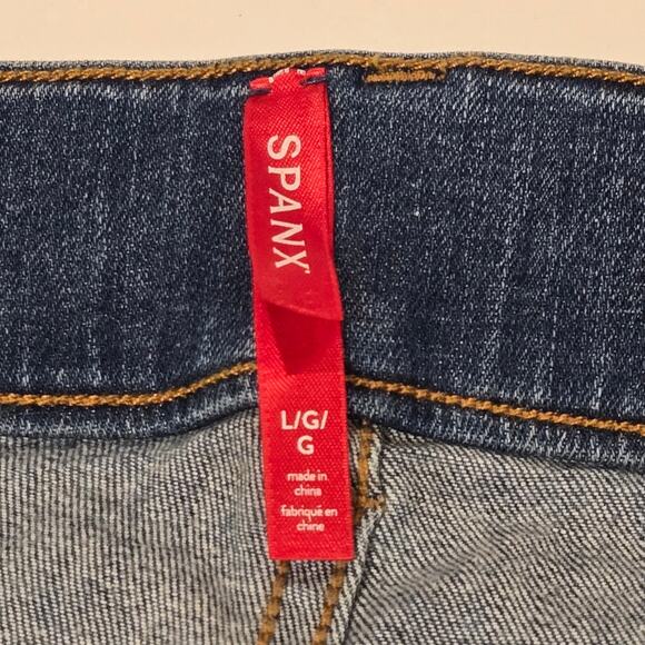 SPANX Style 20356R Straight Leg Pull-On High-Rise Ankle Length Blue Jeans, Sz L - Picture 6 of 7